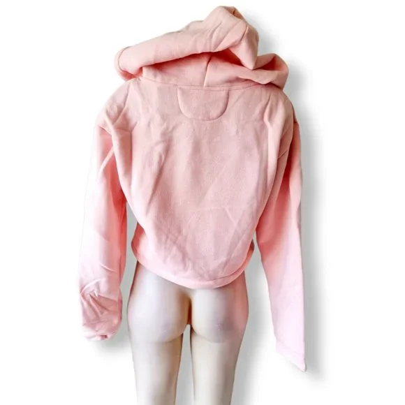 Y2k, pale / pastel / baby pink, cropped, hooded, 3/4 sleeve, jumper fits AU 8-12 - Picture 6 of 12